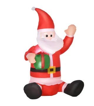 Papá Noel Hinchable 1.2m Santa Claus Inflable con Regalo Decoración Navidad Iluminación con Inflador Interior Exterior