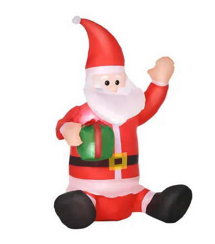 Papá Noel Hinchable 1.2m Santa Claus Inflable con Regalo Decoración Navidad Iluminación con Inflador Interior Exterior