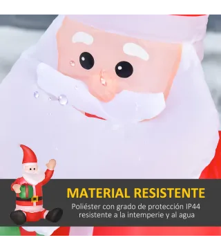 Papá Noel Hinchable 1.2m Santa Claus Inflable con Regalo Decoración Navidad Iluminación con Inflador Interior Exterior