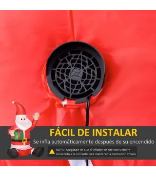 Papá Noel Hinchable 1.2m Santa Claus Inflable con Regalo Decoración Navidad Iluminación con Inflador Interior Exterior