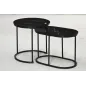 Juego de 2 Mesas de Centro Mesitas Auxiliares Tablero con Efecto Mármol Marco de Acero Negro