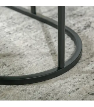 Juego de 2 Mesas de Centro Mesitas Auxiliares Tablero con Efecto Mármol Marco de Acero Negro