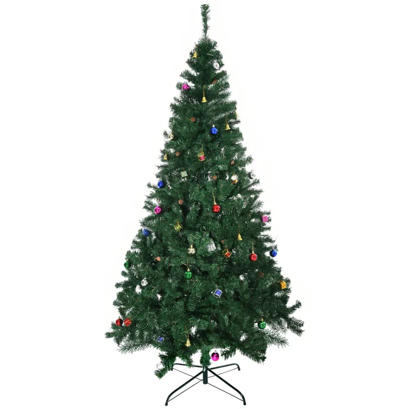 Árbol de Navidad Artificial 210 cm con 1036 Ramas Adornos Piñas Decoración Navideña para Interiores Verde