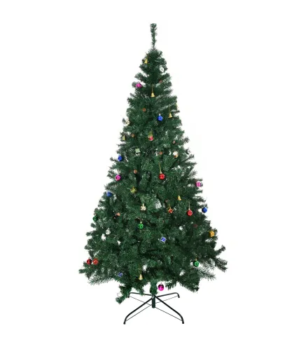 Árbol de Navidad Artificial 210 cm con 1036 Ramas Adornos Piñas Decoración Navideña para Interiores Verde
