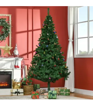 Árbol de Navidad Artificial 210 cm con 1036 Ramas Adornos Piñas Decoración Navideña para Interiores Verde
