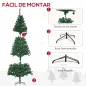 Árbol de Navidad Artificial 210 cm con 1036 Ramas Adornos Piñas Decoración Navideña para Interiores Verde