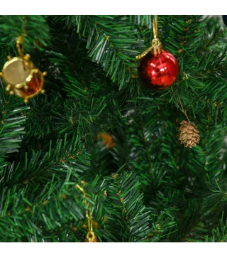 Árbol de Navidad Artificial 210 cm con 1036 Ramas Adornos Piñas Decoración Navideña para Interiores Verde