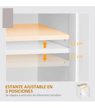 Mueble Auxiliar Moderno con 2 Puertas Estante Ajustable y Base Elevada para Salón Cocina Comedor 60x30x90 cm Blanco