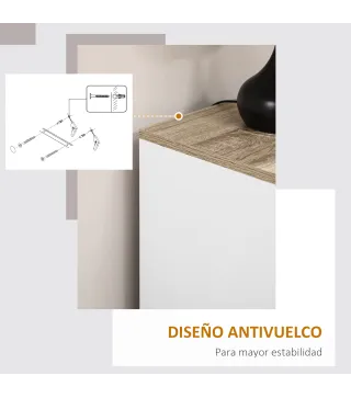 Mueble Auxiliar Moderno con 2 Puertas Estante Ajustable y Base Elevada para Salón Cocina Comedor 60x30x90 cm Blanco