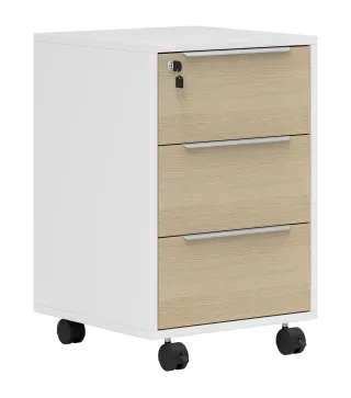 Mueble Archivador con Ruedas 3 Cajones Cerradura y 2 Llaves para Estudio Salón 40x40x63,5 cm Blanco y Roble