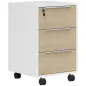 Mueble Archivador con Ruedas 3 Cajones Cerradura y 2 Llaves para Estudio Salón 40x40x63,5 cm Blanco y Roble
