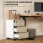 Mueble Archivador con Ruedas 3 Cajones Cerradura y 2 Llaves para Estudio Salón 40x40x63,5 cm Blanco y Roble