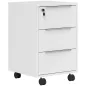 Cajonera de Escritorio con 3 Cajones Ruedas Cerradura y 2 Llaves para Estudio Salón 40x40x63,5 cm Blanco