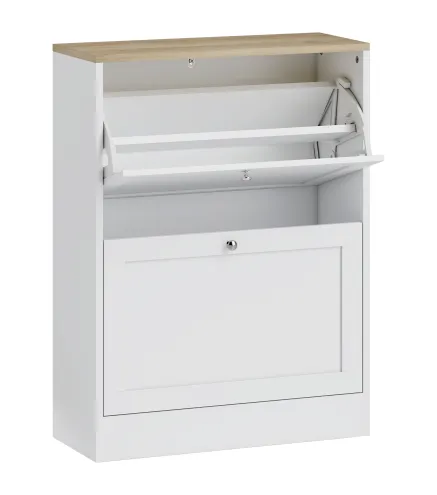 Zapatero Entrada Recibidor con 2 Puertas Estantes Ajustables para 12 Pares de Zapatos 60x23,5x80 cm Blanco