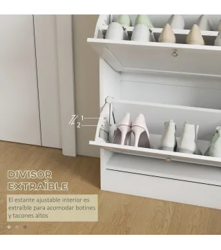 Zapatero Entrada Recibidor con 2 Puertas Estantes Ajustables para 12 Pares de Zapatos 60x23,5x80 cm Blanco