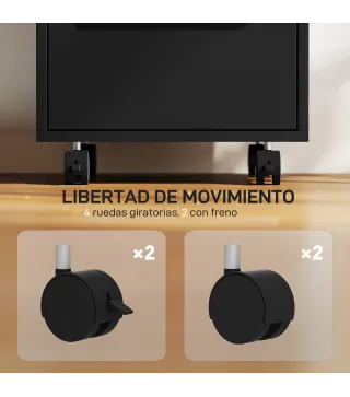 Cajonera de Escritorio con 3 Cajones Ruedas Cerradura y 2 Llaves para Estudio Salón 40x40x63,5 cm Negro