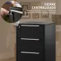 Cajonera de Escritorio con 3 Cajones Ruedas Cerradura y 2 Llaves para Estudio Salón 40x40x63,5 cm Negro