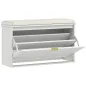 Banco Zapatero con Asiento Acolchado Cajón Abatible y Estante Ajustable para Entrada o Dormitorio 80x26x47,5 cm Blanco