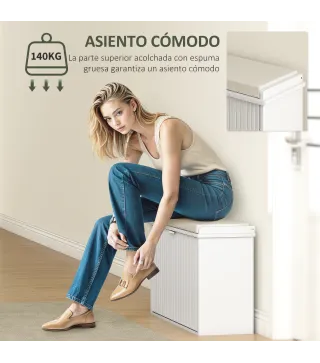 Banco Zapatero con Asiento Acolchado Cajón Abatible y Estante Ajustable para Entrada o Dormitorio 80x26x47,5 cm Blanco