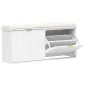 Banco Zapatero con Asiento Acolchado 2 Cajones Abatibles y Estante Ajustable para Entrada 104x26x47,5 cm Blanco