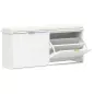 Banco Zapatero con Asiento Acolchado 2 Cajones Abatibles y Estante Ajustable para Entrada 104x26x47,5 cm Blanco Banco Zapatero con Asiento Acolchado 2 Cajones Abatibles y Estante Ajustable para Entrada 104x26x47,5 cm Blanco
