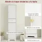 Armario Alto de Baño Estrecho con 2 Puertas Arqueadas Cajón y Estantes Ajustables Moderno 40x29,5x170 cm Blanco Veteado