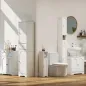 Armario Alto de Baño Estrecho con 2 Puertas Arqueadas Cajón y Estantes Ajustables Moderno 40x29,5x170 cm Blanco Veteado