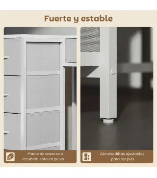 Escritorio Esquinero Reversible con 6 Cajones 126x48 cm con Toma de Corriente Puerto de Carga USB y USB-C Blanco