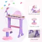 Teclado Electrónico Infantil 32 Teclas Juguete Musical Piano Infantil Piano para Niños con Micrófono Taburete Luces Variedad Son