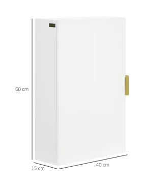 Mueble para Baño Suspendido con 1 Asa de Acero y Estantes Ajustables Estilo Moderno 40x15x60 cm Blanco