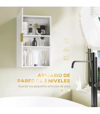 Mueble para Baño Suspendido con 1 Asa de Acero y Estantes Ajustables Estilo Moderno 40x15x60 cm Blanco