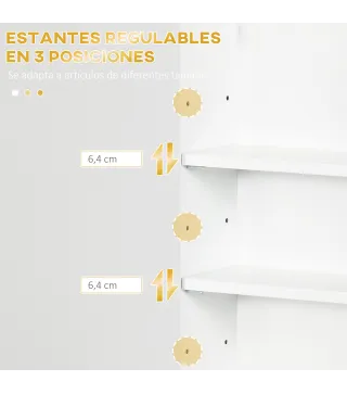 Mueble para Baño Suspendido con 1 Asa de Acero y Estantes Ajustables Estilo Moderno 40x15x60 cm Blanco