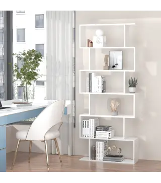 Estantería para Libros Moderna Librería con 6 Estantes para Comedor Salón Estudio 80x23x192 cm Blanco