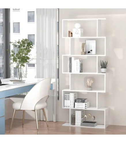 Estantería para Libros Moderna Librería con 6 Estantes para Comedor Salón Estudio 80x23x192 cm Blanco