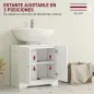Mueble bajo Lavabo con 2 Puertas con Diseño de Arco Estante Ajustable Tiradores Dorados 60x30x65 cm Blanco