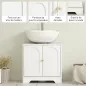 Mueble bajo Lavabo con 2 Puertas con Diseño de Arco Estante Ajustable Tiradores Dorados 60x30x65 cm Blanco