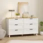 Cómoda Dormitorio con 6 Cajones Patas de Madera para Salón Oficina 120x38x71 cm Blanco