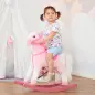 Caballito Balancín de Felpa Suave para Niños de 3-6 Años con Sonidos de Relincho 74x28x65 cm Rosa