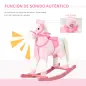 Caballito Balancín de Felpa Suave para Niños de 3-6 Años con Sonidos de Relincho 74x28x65 cm Rosa
