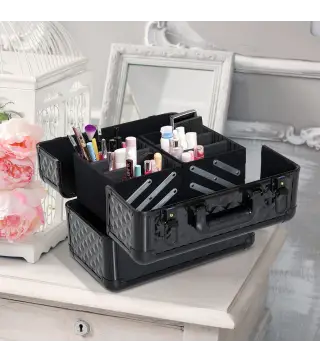 Estuche de Maquillaje Maletín para Maquillaje Organizador Cosméticos Profesional Caja de Belleza Portátil 4 Niveles 35.5