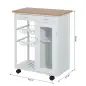 Carro de Cocina Multiusos Carrito Auxiliar con Ruedas para Dormitorio con Estantes Cestas Cajones 70x37x85cm Madera