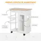 Carro de Cocina Multiusos Carrito Auxiliar con Ruedas para Dormitorio con Estantes Cestas Cajones 70x37x85cm Madera