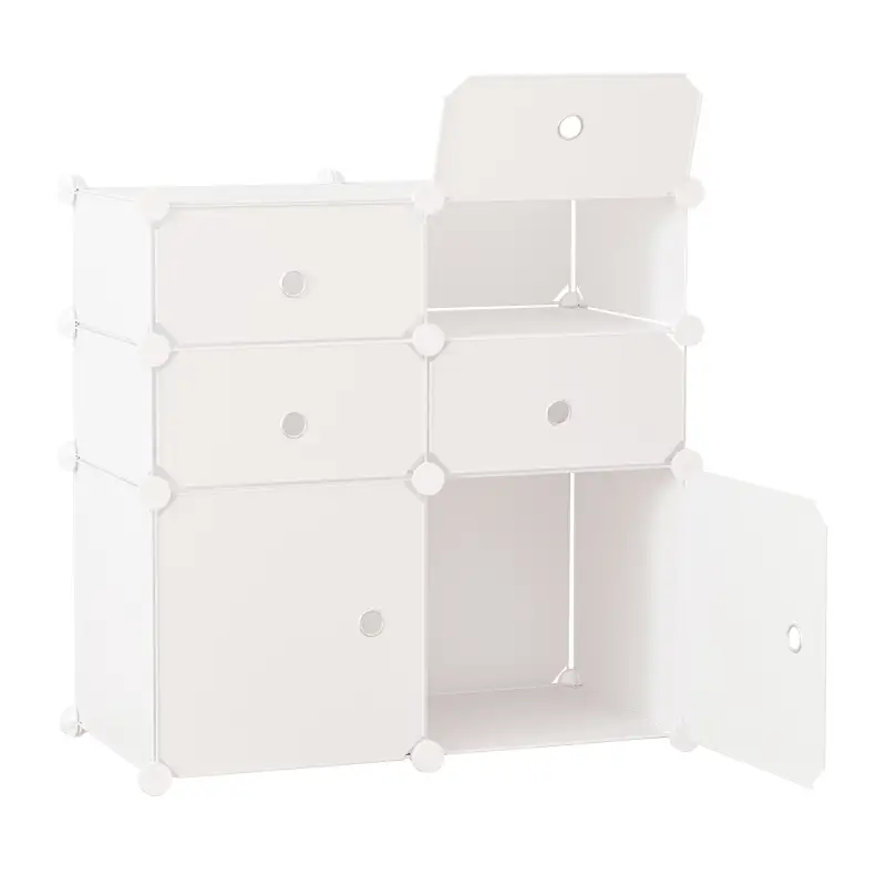 Armario Modular Plástico Estantería 6 Cubos Ropero Zapatero Aparador Combinado Pegatinas Adhesivas Decorativas Ropero Zapatero C