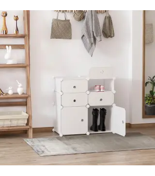 Armario Modular Plástico Estantería 6 Cubos Ropero Zapatero Aparador Combinado Pegatinas Adhesivas Decorativas Ropero Za