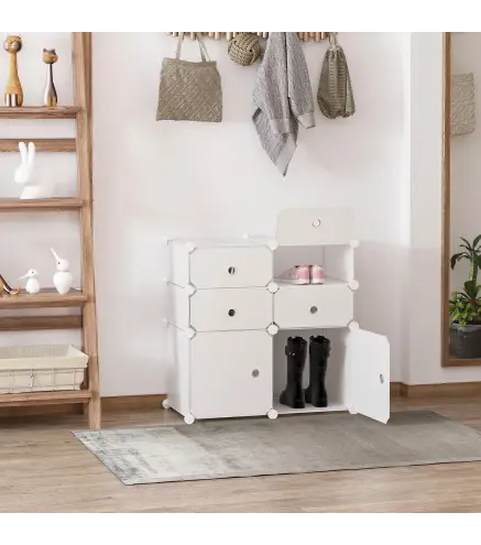 Armario Modular Plástico Estantería 6 Cubos Ropero Zapatero Aparador Combinado Pegatinas Adhesivas Decorativas Ropero Za