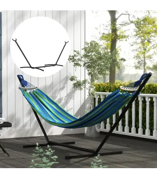 Soporte para Hamaca de Metal Ajustable y Resistente para Interior y Exterior 286x117x110 cm Negro