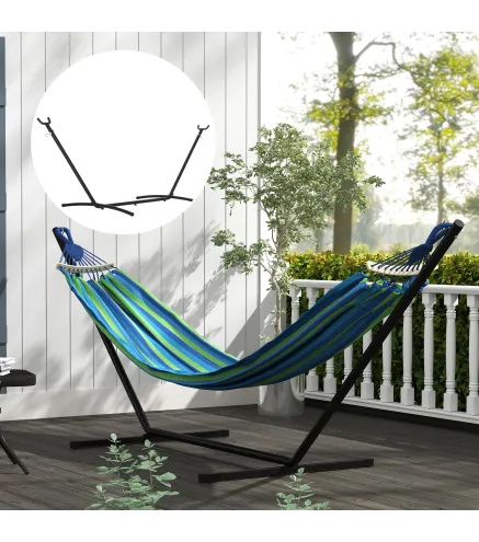 Soporte para Hamaca de Metal Ajustable y Resistente para Interior y Exterior 286x117x110 cm Negro
