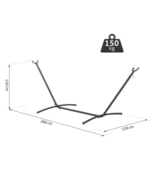 Soporte para Hamaca de Metal Ajustable y Resistente para Interior y Exterior 290x117x108 cm Negro