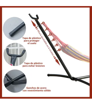 Soporte para Hamaca de Metal Ajustable y Resistente para Interior y Exterior 290x117x108 cm Negro