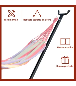 Soporte para Hamaca de Metal Ajustable y Resistente para Interior y Exterior 290x117x108 cm Negro